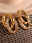 Gold Plated Intertwined Zircon Studs Earrings