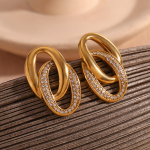 Gold Plated Intertwined Zircon Studs Earrings