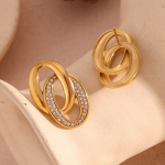 Gold Plated Intertwined Zircon Studs Earrings