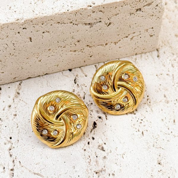 Round Zircon Stud Earrings