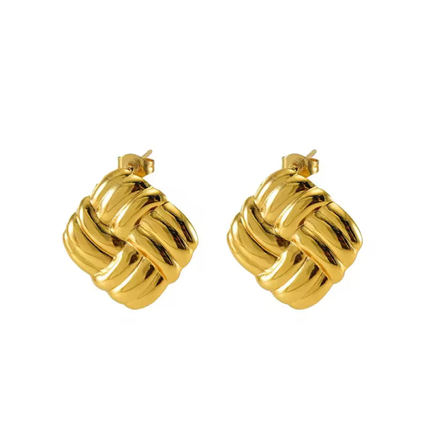 Square Textured Stud Earrings