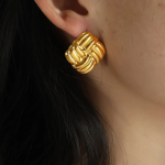 Square Textured Stud Earrings