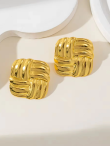 Square Textured Stud Earrings