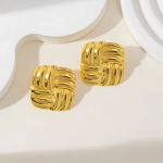 Square Textured Stud Earrings