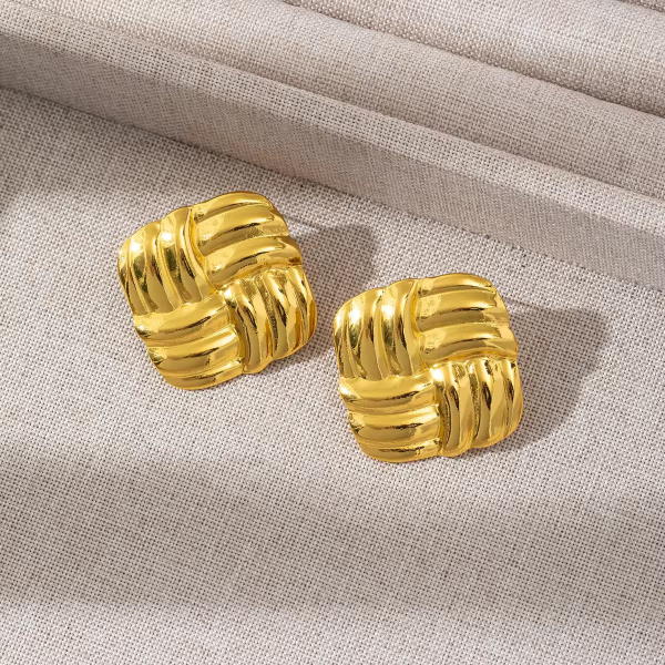 Square Textured Stud Earrings