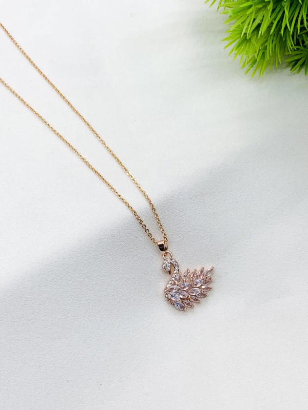 Pink Swan American Diamond Studded Necklace