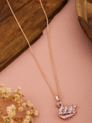 Pink Swan American Diamond Studded Necklace