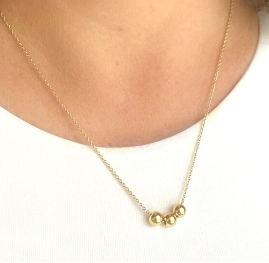 Three Ball Golden Waterproof Necklace