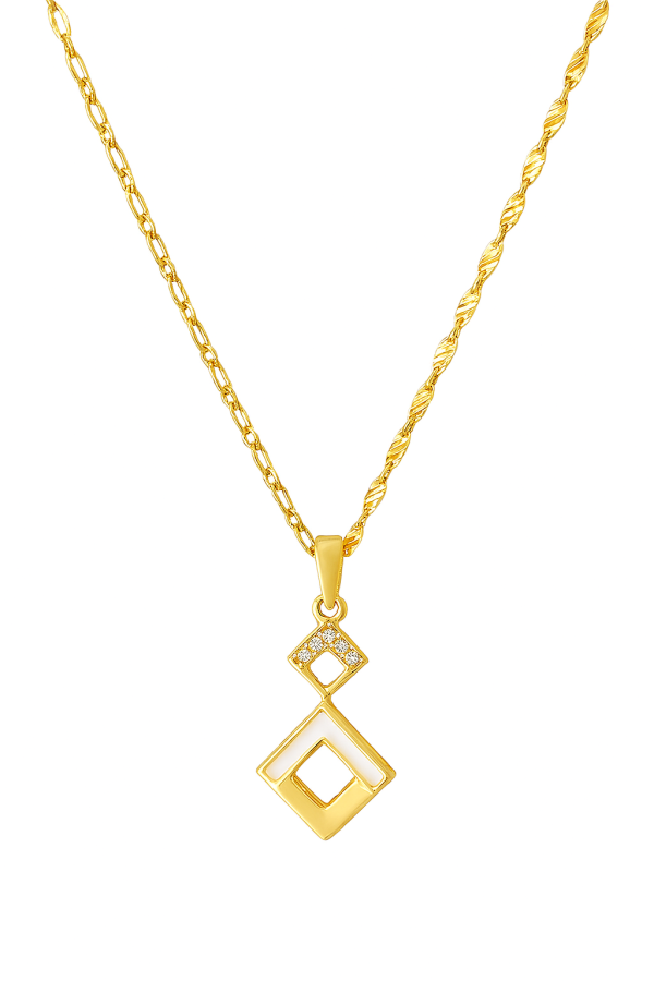 Geometric Diamond Pendant Gold Necklace