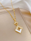 Geometric Diamond Pendant Gold Necklace