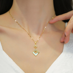 Geometric Diamond Pendant Gold Necklace