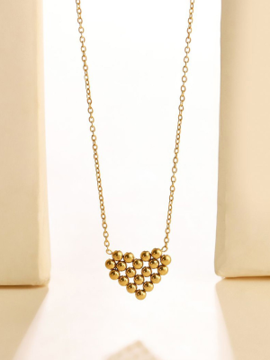 Pixilated Vintage Heart Shape Anti-Tarnish Necklace