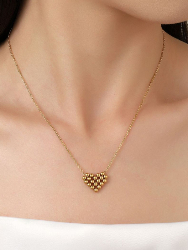 Pixilated Vintage Heart Shape Anti-Tarnish Necklace