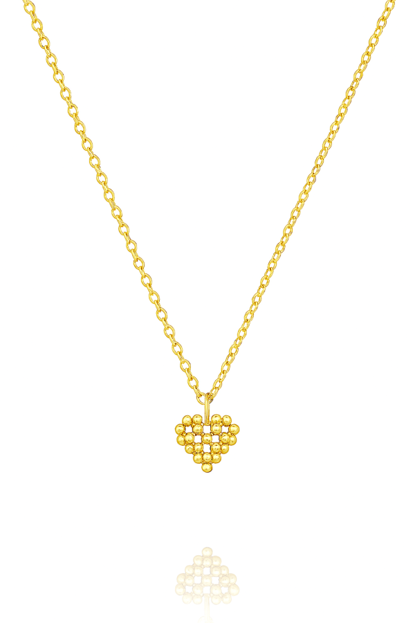 Pixilated Vintage Heart Shape Anti-Tarnish Necklace