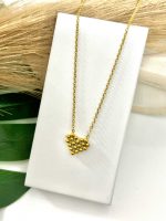 Pixilated Vintage Heart Shape Anti-Tarnish Necklace