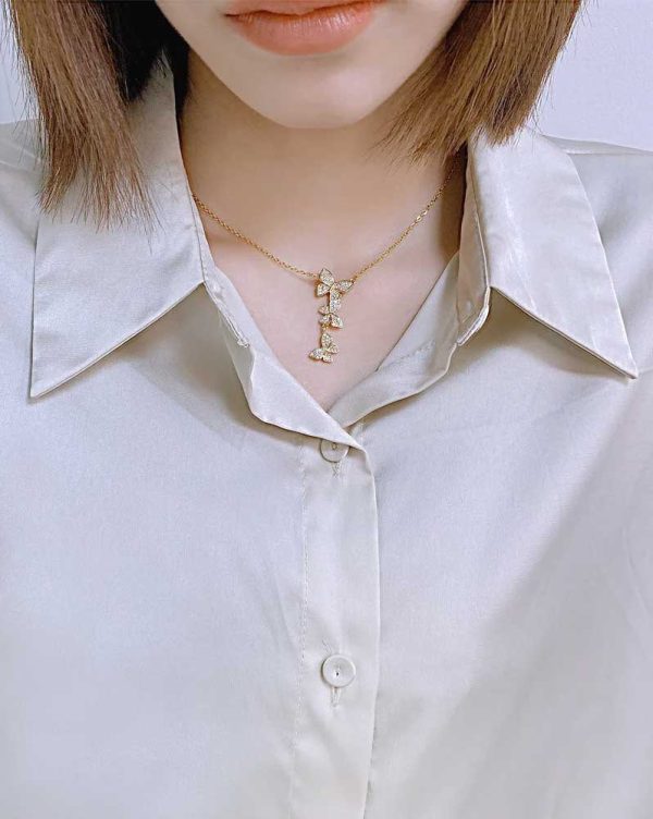 Zircon Three Butterfly Pendant Necklace For Women