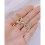 Zircon Three Butterfly Pendant Necklace For Women