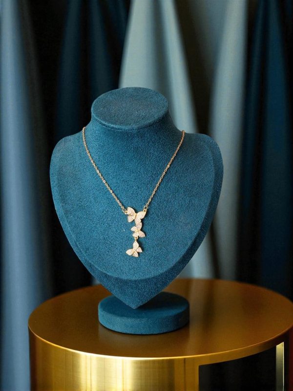 Zircon Three Butterfly Pendant Necklace For Women