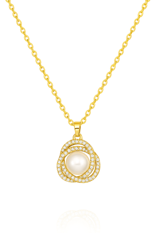 Winding Clover Zircon Exquisite Pearl Necklace