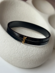 Black Enamel Cuff Bracelet with Gold YSL Monogram