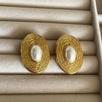 Oval Mother-of-Pearl Anti-Tarnish Stud Earrings
