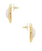 Oval Mother-of-Pearl Anti-Tarnish Stud Earrings