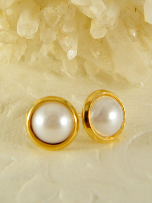 Real Cultured Pearl Stud Earrings for Women