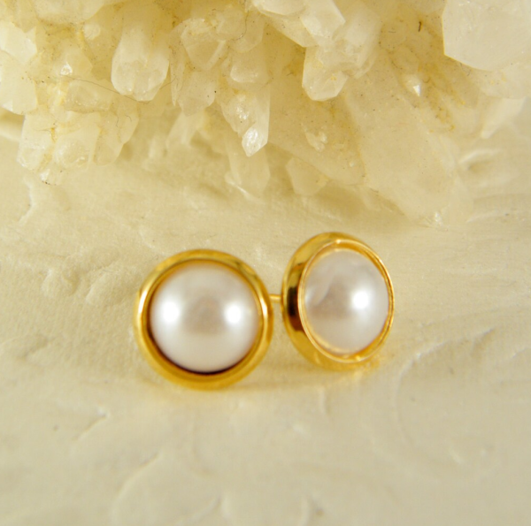 Real Cultured Pearl Stud Earrings for Women