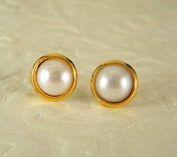 Real Cultured Pearl Stud Earrings for Women