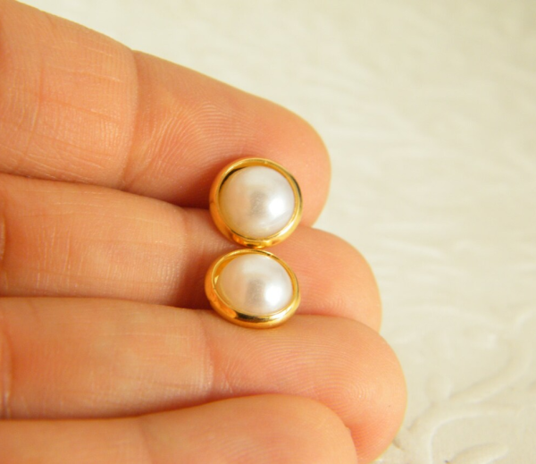 Real Cultured Pearl Stud Earrings for Women