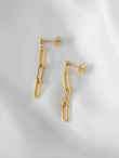 Italian Paperclip Link Drop Liner Stud Earrings for Women