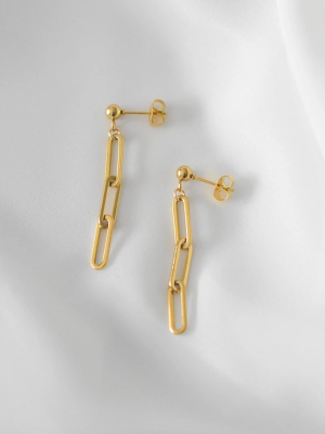 Italian Paperclip Link Drop Liner Stud Earrings for Women