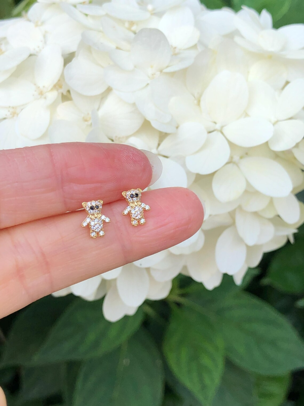 Cubic Zirconia Teddy Bear Studs Earrings for Women