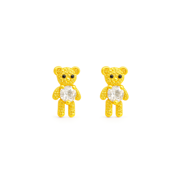Cubic Zirconia Teddy Bear Studs Earrings for Women