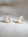 Little Gold Moonstone Pear Studs Earrings