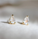Little Gold Moonstone Pear Studs Earrings