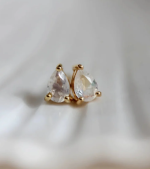 Little Gold Moonstone Pear Studs Earrings