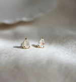 Little Gold Moonstone Pear Studs Earrings