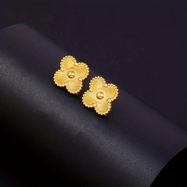 Golden Clover Studs Earrings