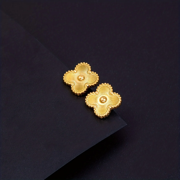 Golden Clover Studs Earrings