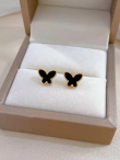 Studded Butterfly Earrings (Black) Anti-Tarnish Earring For Women