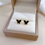 Studded Butterfly Earrings (Black) Anti-Tarnish Earring For Women