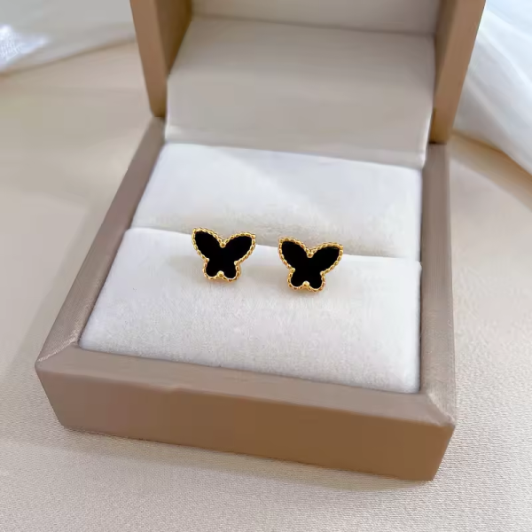 Studded Butterfly Earrings (Black) Anti-Tarnish Earring For Women