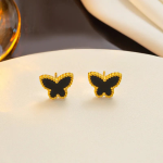 Studded Butterfly Earrings (Black) Anti-Tarnish Earring For Women