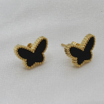 Studded Butterfly Earrings (Black) Anti-Tarnish Earring For Women