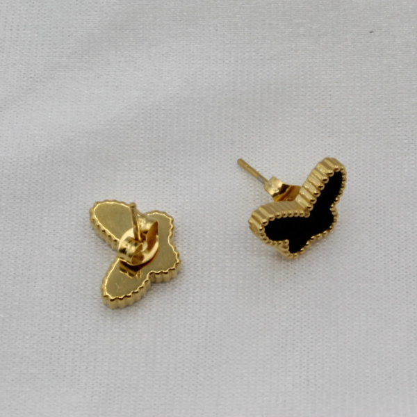 Studded Butterfly Earrings (Black) Anti-Tarnish Earring For Women