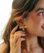 Gold Honeybee Studded Earrings