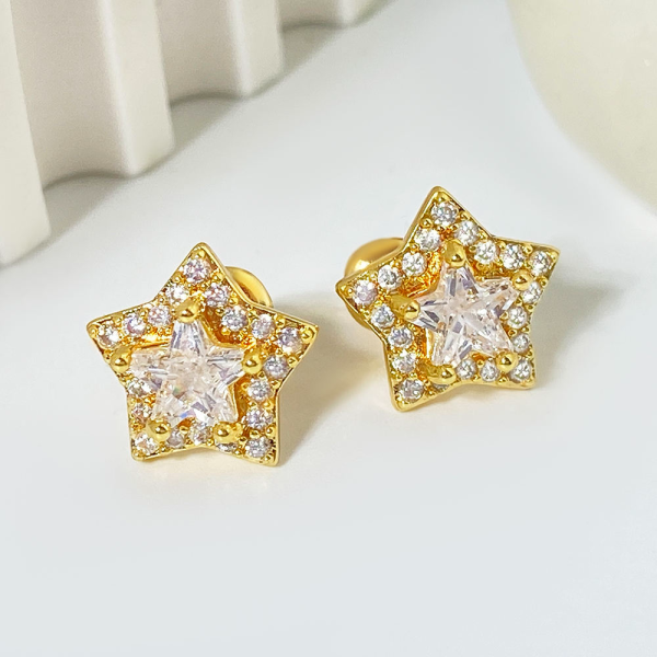 Five-Pointed Star Zircon Anti-Tarnish Earrings For Women