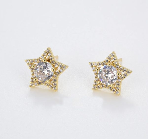 Five-Pointed Star Zircon Anti-Tarnish Earrings For Women