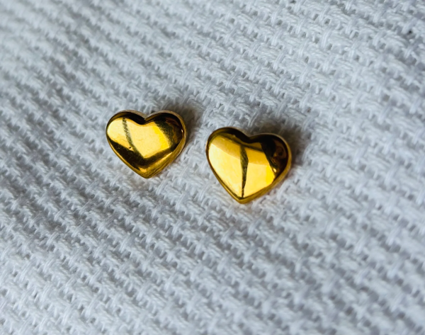 Gold Heart Shape Anti-Tarnish Stud Earrings For Women